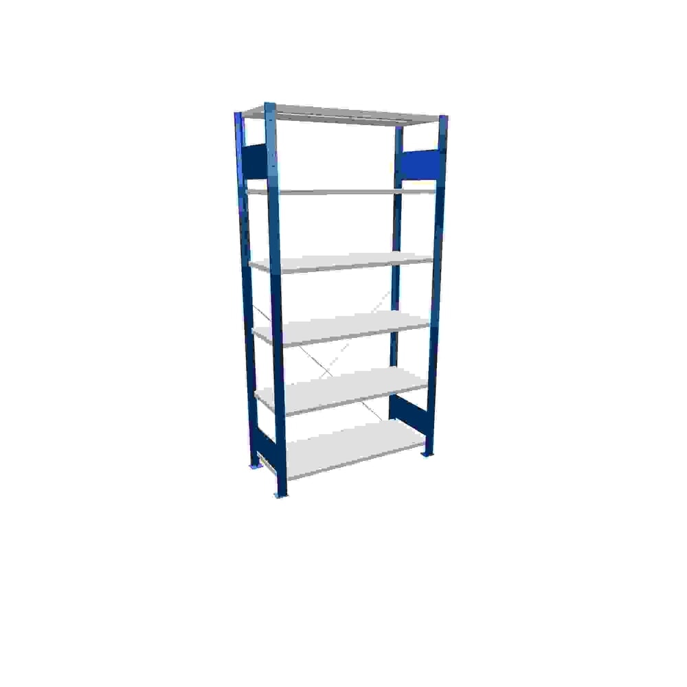 Product afbeelding: Legbordstelling SCHULTE, gentiaanblauw / lichtgrijs, met 6 legborden van plaatstaal, vaklast 150 kg, hxbxd 2.000 x 1.060 x 436 mm