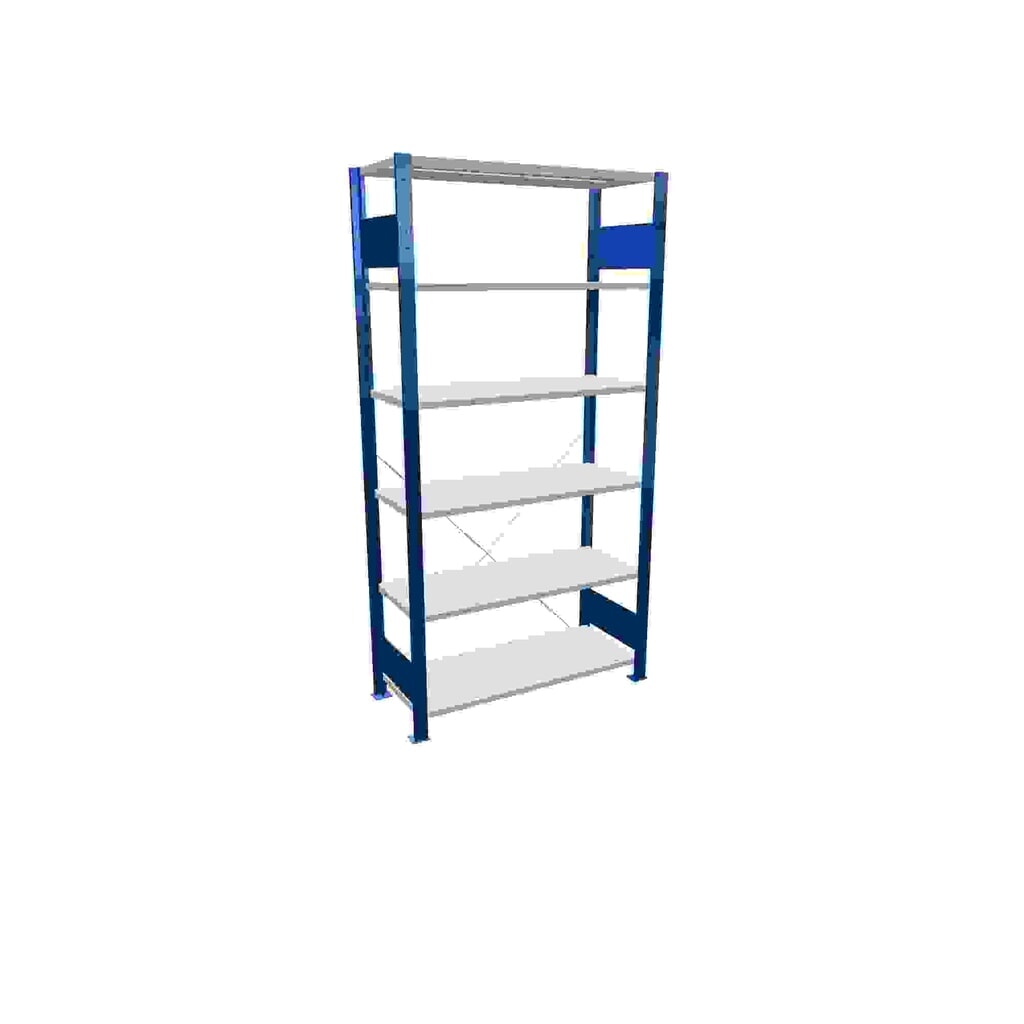 Legbordstelling SCHULTE, gentiaanblauw / lichtgrijs, met 6 legborden van plaatstaal, vaklast 150 kg, hxbxd 2.000 x 1.060 x 436 mm Product afbeelding: Legbordstelling SCHULTE, gentiaanblauw / lichtgrijs, met 6 legborden van plaatstaal, vaklast 150 kg, hxbxd 2.000 x 1.060 x 436 mm