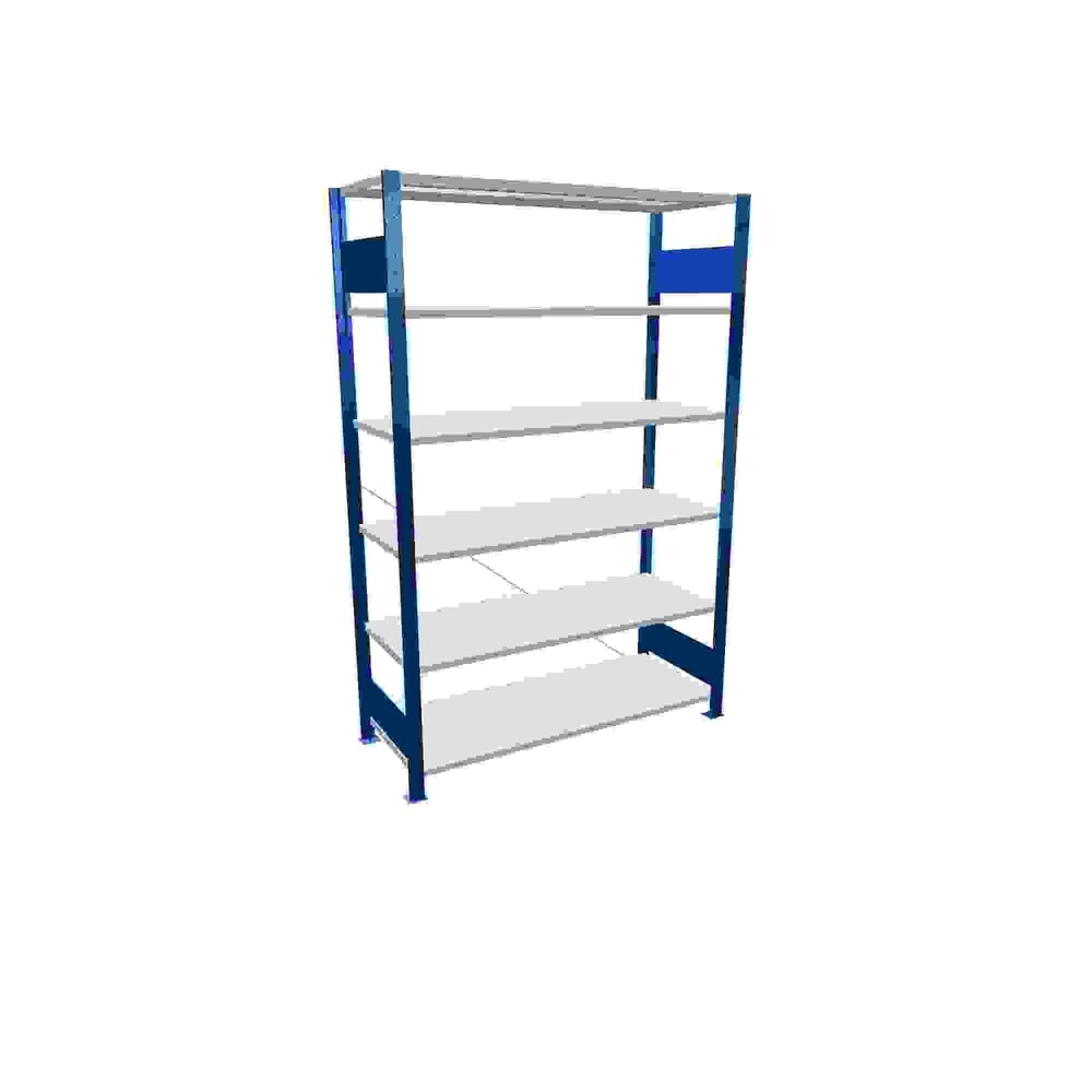 Product afbeelding: Legbordstelling SCHULTE, gentiaanblauw / lichtgrijs, met 6 legborden van plaatstaal, vaklast 150 kg, hxbxd 2.000 x 1.360 x 536 mm