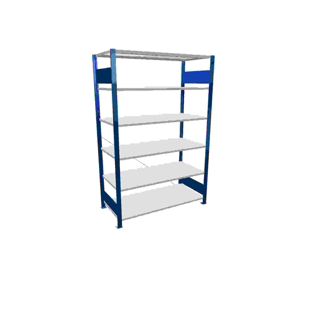 Product afbeelding: Legbordstelling SCHULTE, gentiaanblauw / lichtgrijs, met 6 legborden van plaatstaal, vaklast 150 kg, hxbxd 2.000 x 1.360 x 636 mm