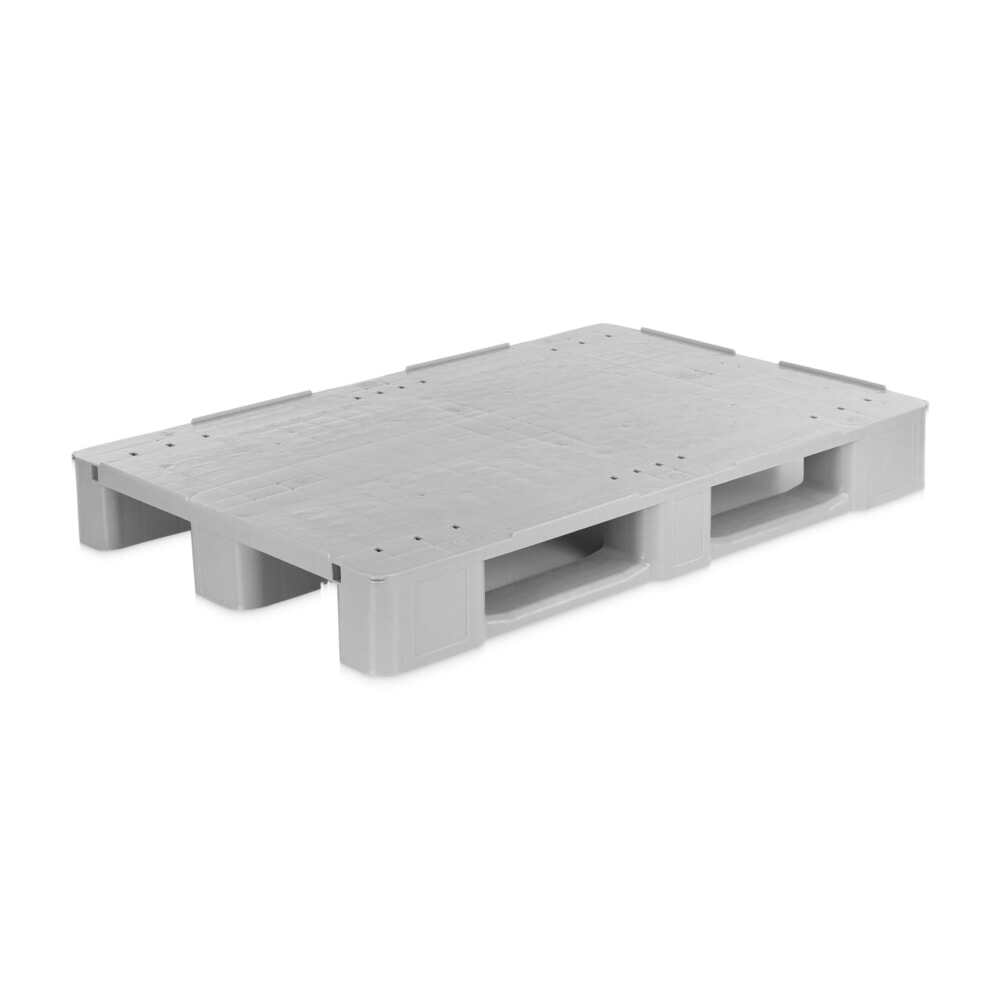Product afbeelding: Alpha EURO-kunststofpallet, polyethyleen, gesloten bovendeel, 2 sleden en 3 poten, grijs