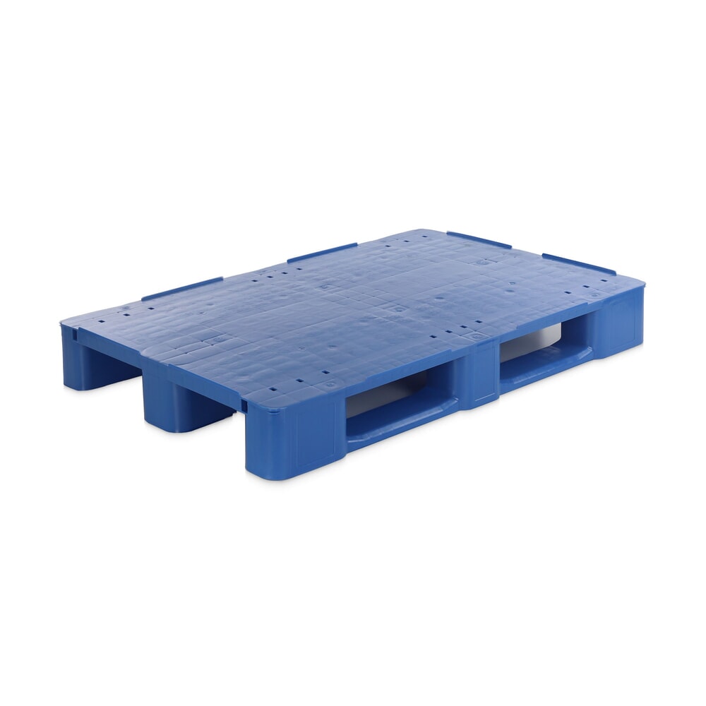 Product afbeelding: Alpha EURO-kunststofpallet, polyethyleen, gesloten bovendeel, 3 sleden, blauw