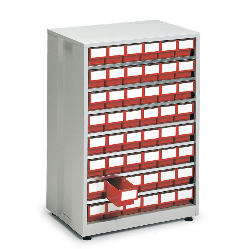 Ladekast, 48 laden, rood Product afbeelding: Ladekast, 48 laden, rood
