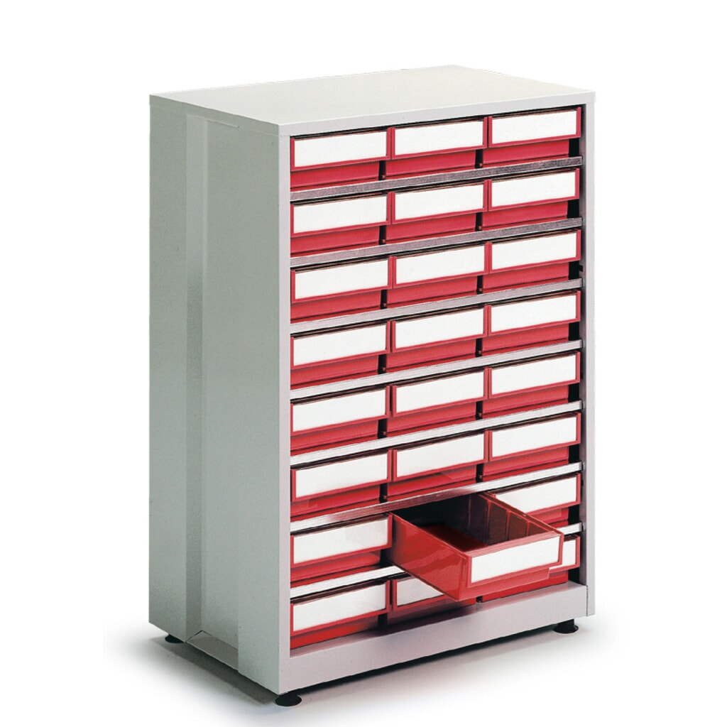 Ladekast, 24 laden, rood Product afbeelding: Ladekast, 24 laden, rood