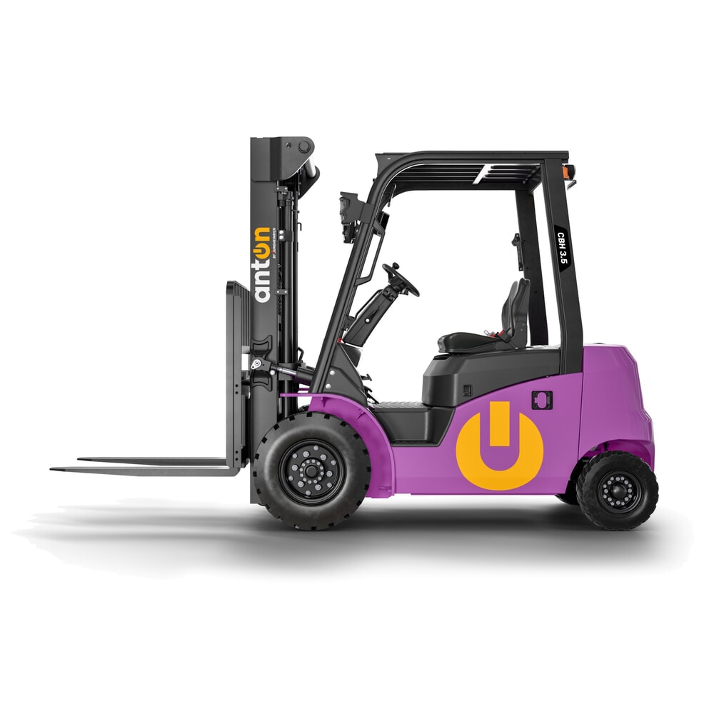 Product afbeelding: AntOn by Jungheinrich elektrische heftruck CBH 3.5 met drievoudige telescoop hefmast, hefhoogte 4.800 mm, draagvermogen 3.500 kg, weerbeschermingscabine Eco, inclusief externe lader 80 V, 60 A, CEE, 5-polig