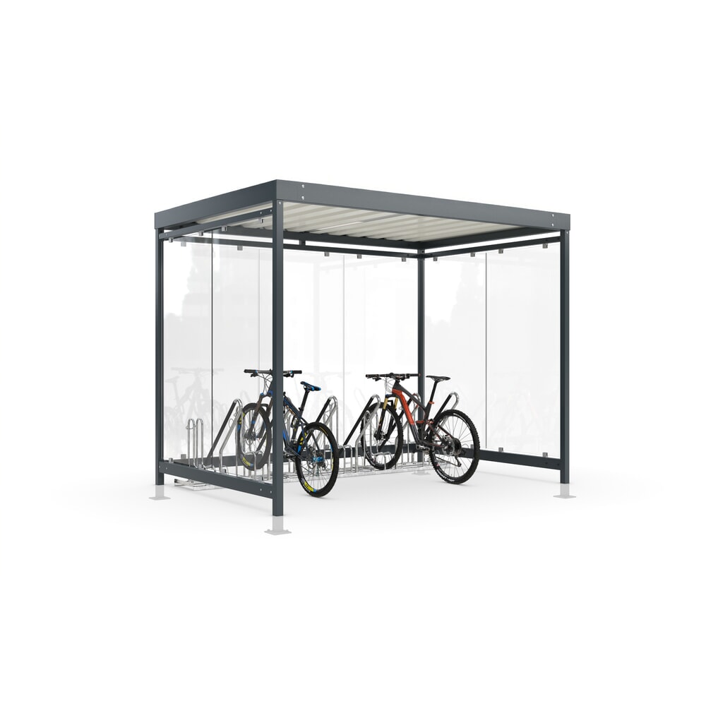 Productafbeelding nr. 1: wsm® fietsoverkapping Professional Köln, ESG-beglazing, geïntegreerde verlichting, bouwpakket, voor 6 fietsen, HxBxD 2440 mm x 3180 mm x 2165 mm