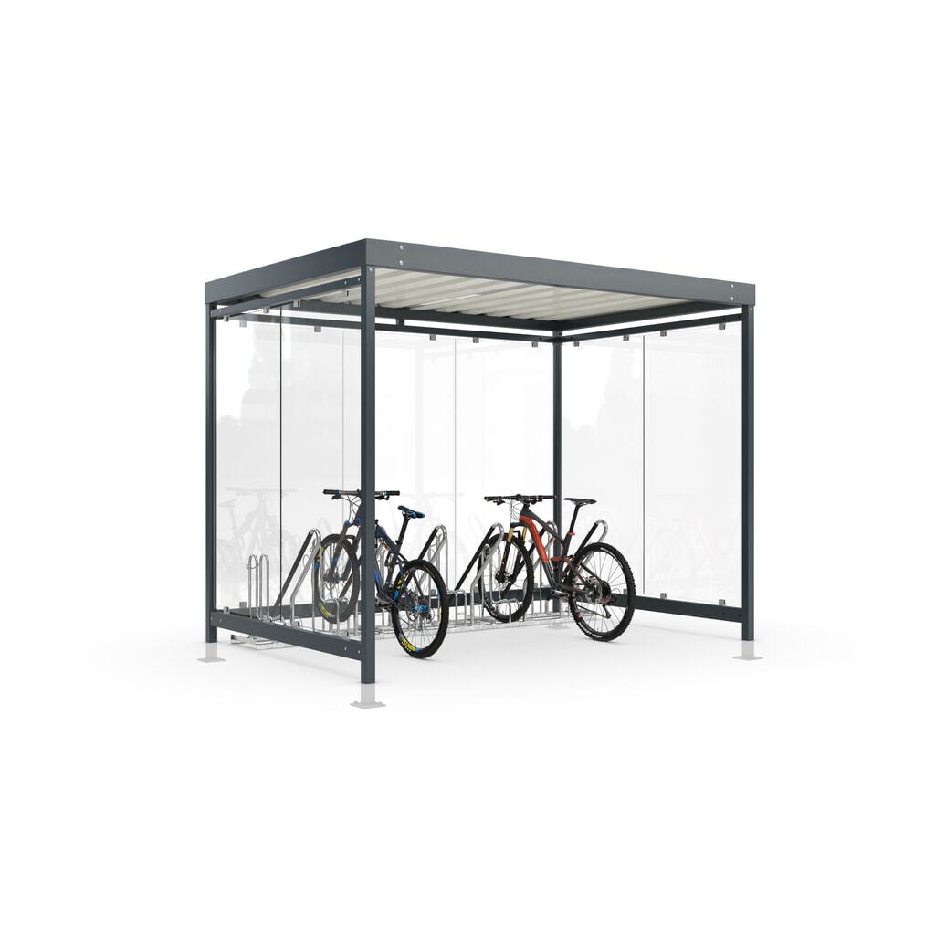 wsm® fietsoverkapping Professional Köln, ESG-beglazing, geïntegreerde verlichting, bouwpakket, voor 6 fietsen, HxBxD 2440 mm x 3180 mm x 2165 mm Product afbeelding: wsm® fietsoverkapping Professional Köln, ESG-beglazing, geïntegreerde verlichting, bouwpakket, voor 6 fietsen, HxBxD 2440 mm x 3180 mm x 2165 mm