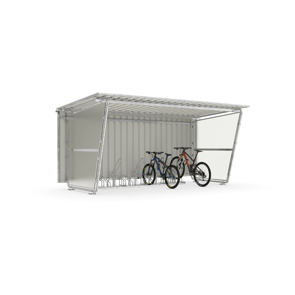 Productafbeelding nr. 1: wsm® fietsoverkapping Siegen, lessenaarsdak met trapeziumplaat, voor 8 fietsen