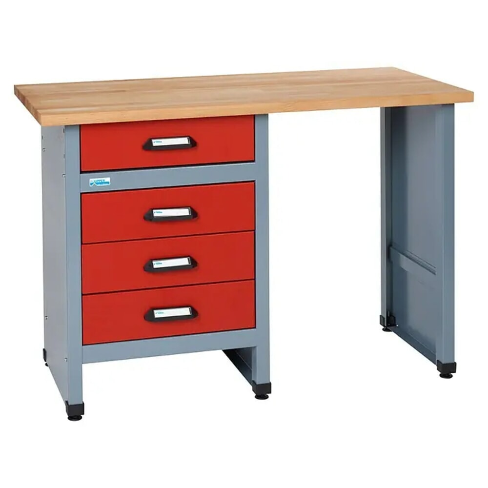 Productafbeelding nr. 2: Werkbank met 4 lades + deur + opbergvak, bxd 1.200 x 600 mm, rood