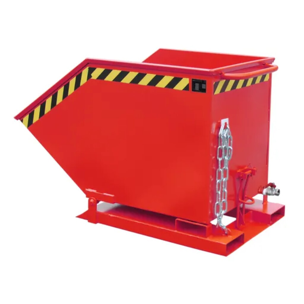 Bauer® Spanenkantelbak, kastvormige kuip, gelakt, volume 0,25 m³, RAL 3000 vuurrood Product afbeelding: Bauer® Spanenkantelbak, kastvormige kuip, gelakt, volume 0,25 m³, RAL 3000 vuurrood