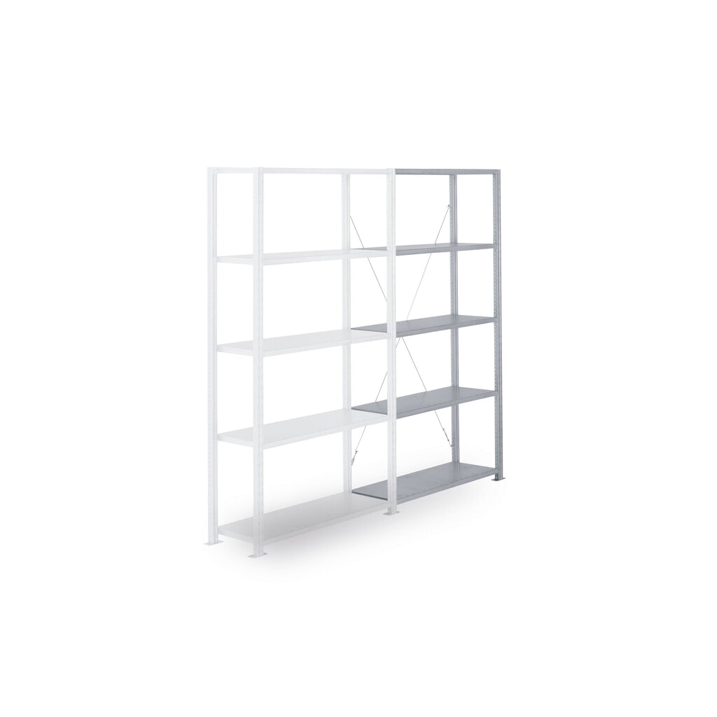 ManOrga Legbordstelling, AF, met staalpanelen als legborden, vaklast 350 kg, verzinkt, H x B x D 2.000 x 1.000 x 400 mm Product afbeelding: ManOrga Legbordstelling, AF, met staalpanelen als legborden, vaklast 350 kg, verzinkt, H x B x D 2.000 x 1.000 x 400 mm