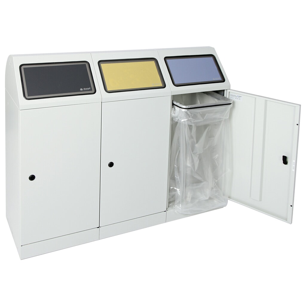 Kringloopafvalbak stumpf®, 3x 70 liter, met vleugeldeur en vuilniszakhouder Productafbeelding nr. 2: Kringloopafvalbak stumpf®, 3x 70 liter, met vleugeldeur en vuilniszakhouder