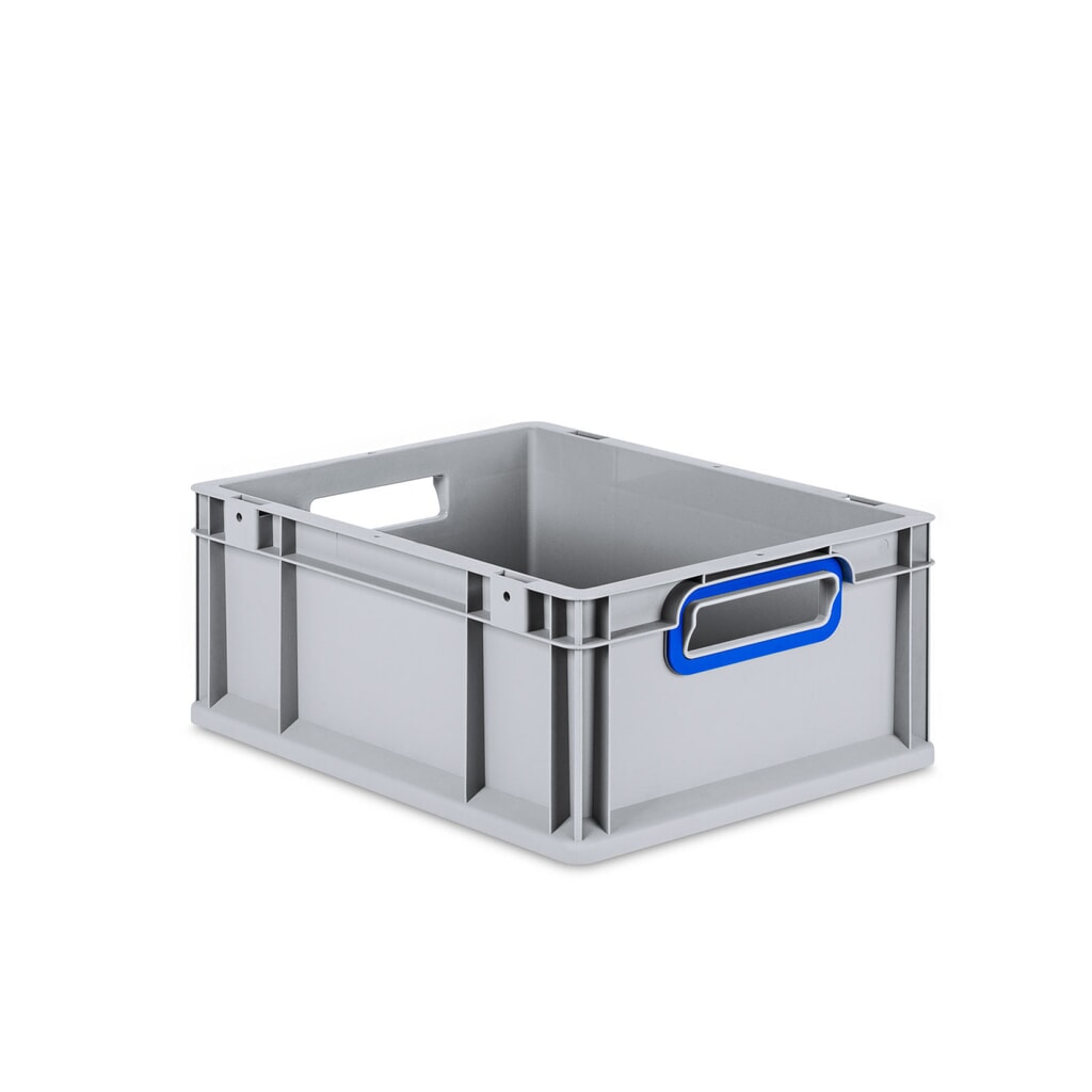 Allit Eurobox, met blauwe handgrepen, hxbxd 170 x 400 x 300 mm, 16 liter Product afbeelding: Allit Eurobox, met blauwe handgrepen, hxbxd 170 x 400 x 300 mm, 16 liter