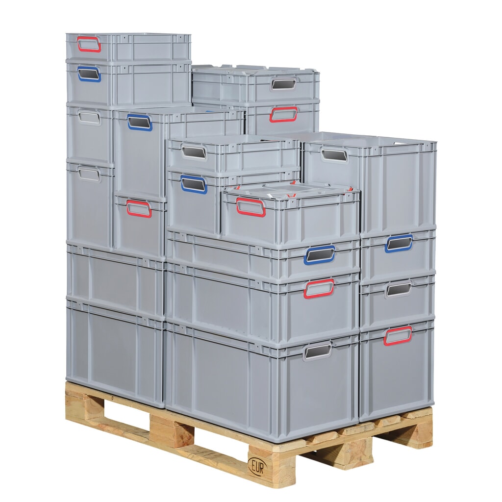 Productafbeelding nr. 2: Allit Eurobox, met grijze handgrepen hxbxd 220 x 600 x 400 mm, 44 liter, 4 stuks/VE
