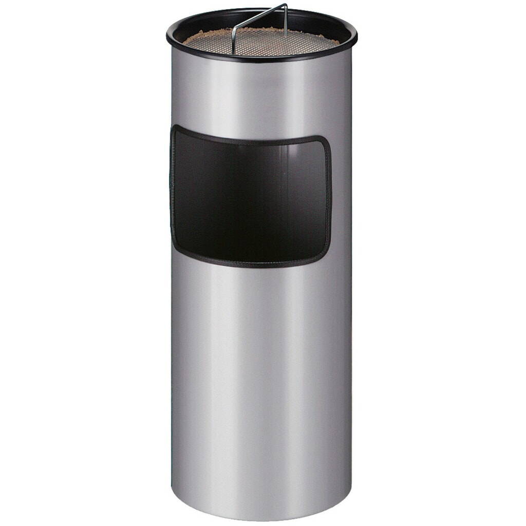 Product afbeelding: As-/afvalbakcombinatie, met stalen binnenemmer, rond, 30 liter, aluminium grijs