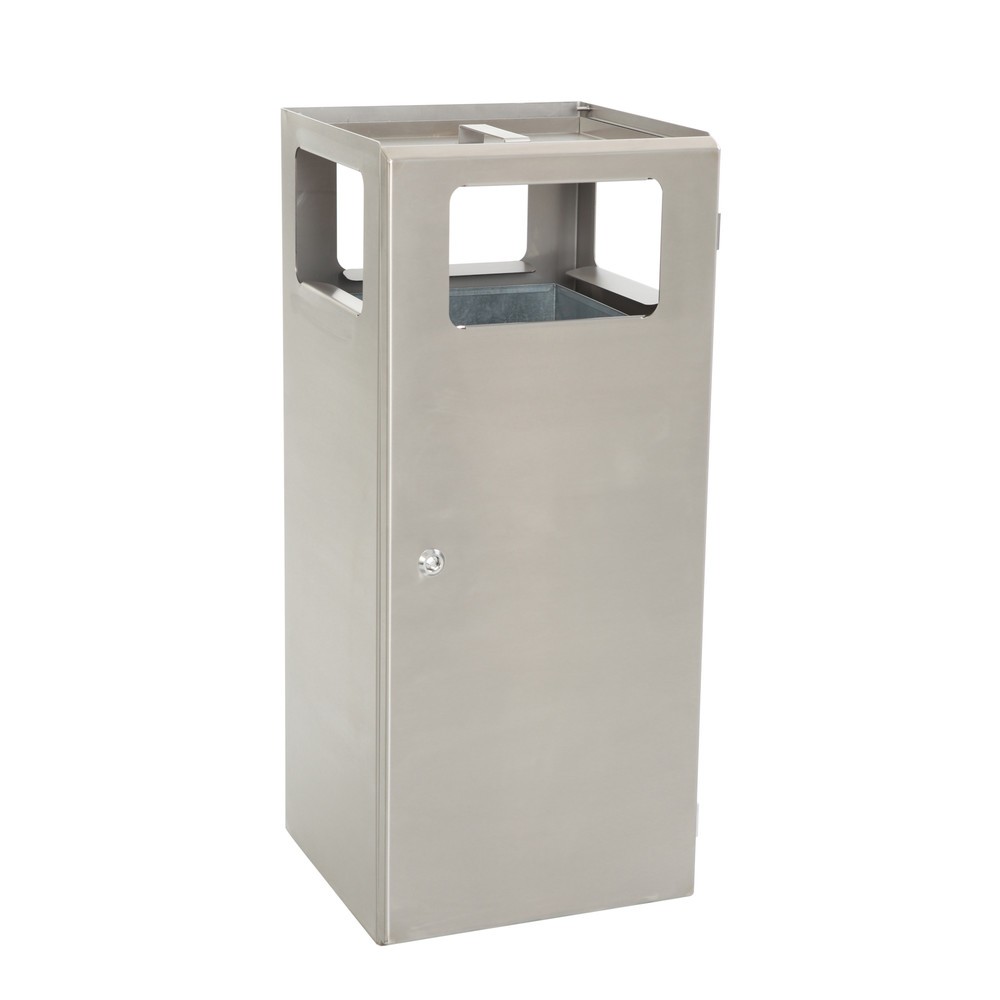 Product afbeelding: As-/afvalbakcombinatie Pyramide, vierkant, roestvrijstalen bak, 70 liter