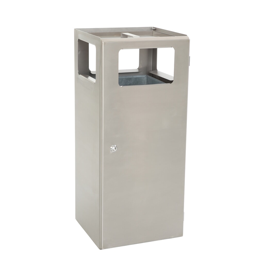 As-/afvalbakcombinatie Pyramide, vierkant, roestvrijstalen bak, 70 liter Product afbeelding: As-/afvalbakcombinatie Pyramide, vierkant, roestvrijstalen bak, 70 liter