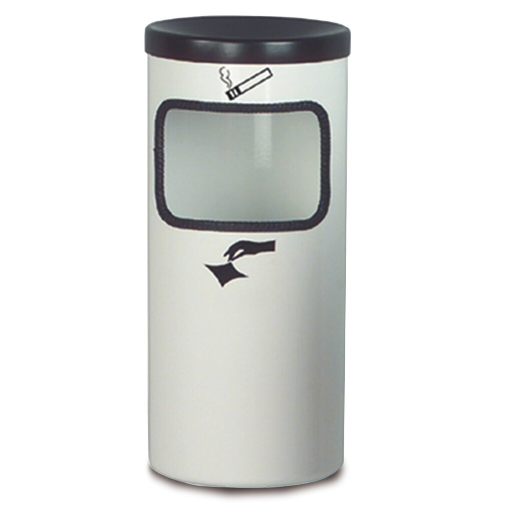 Afvalbak met asbak RONDO, vuurdovend, vloermodel, 10 liter, grafiet Product afbeelding: Afvalbak met asbak RONDO, vuurdovend, vloermodel, 10 liter, grafiet