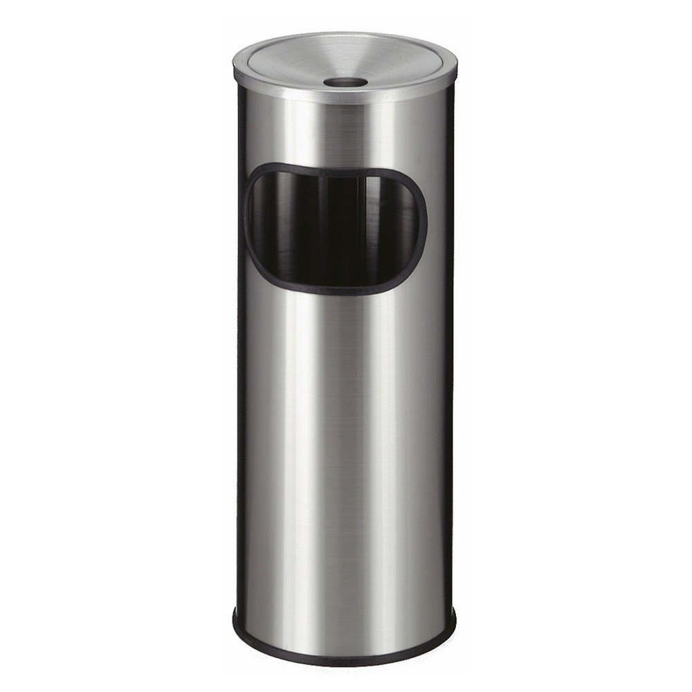 Product afbeelding: As-/afvalbakcombinatie van roestvrij staal, rond, 9 liter
