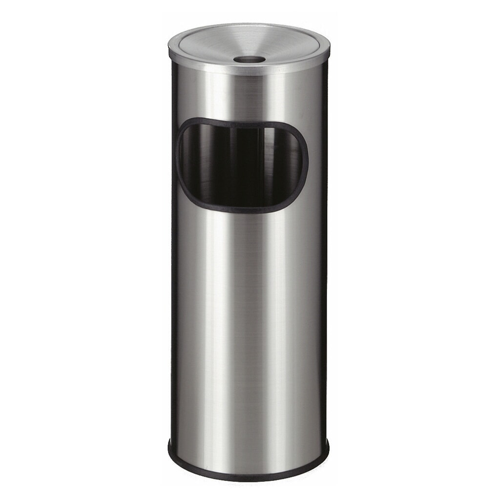 As-/afvalbakcombinatie van roestvrij staal, rond, 9 liter Product afbeelding: As-/afvalbakcombinatie van roestvrij staal, rond, 9 liter