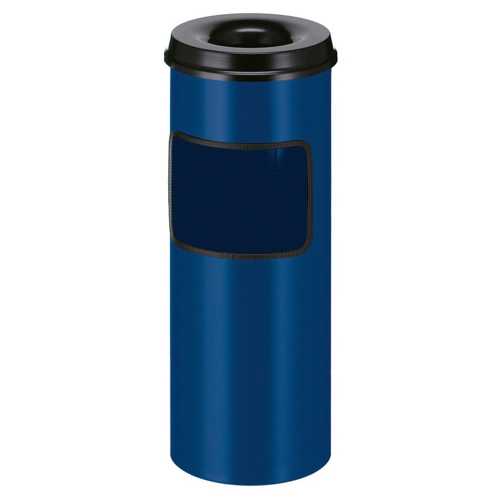 Product afbeelding: As-/afvalbakcombinatie van staal, met brandblusser, rond, 30 liter, blauw / zwart