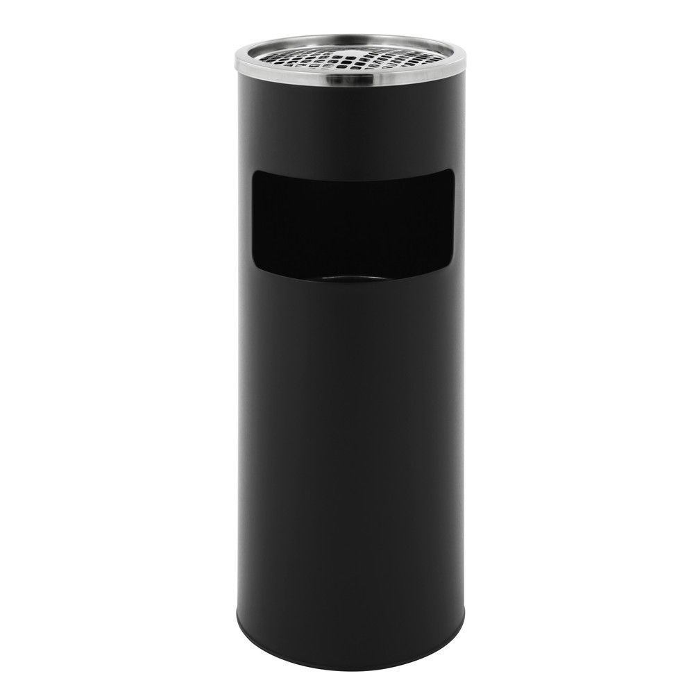 Product afbeelding: As-/afvalbakcombinatie van staal, rond, 12,5 liter, mat zwart