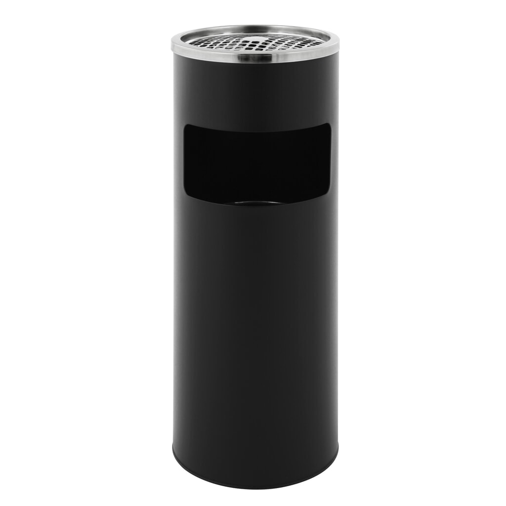 Product afbeelding: As-/afvalbakcombinatie van staal, rond, 12,5 liter, mat zwart