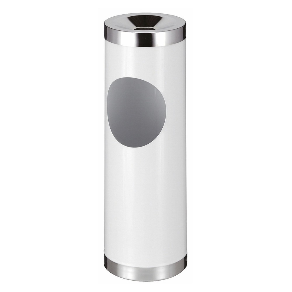 Product afbeelding: As-/afvalbakcombinatie van staal, rond, 30 liter, wit