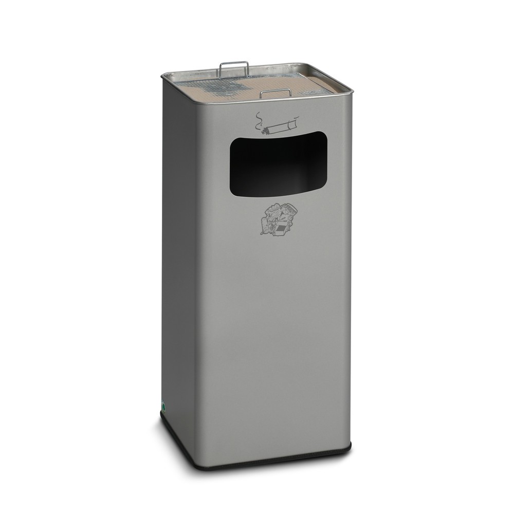 Product afbeelding: As-/afvalbakcombinatie VAR®, staand model, 96,1 liter, zilver