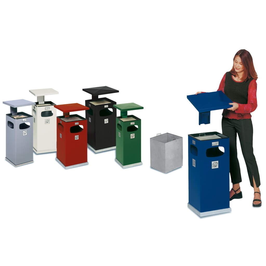 Asbak VAR® voor vloermontage, combinatiemodel, 38 liter, verkeerswit Product afbeelding: Asbak VAR® voor vloermontage, combinatiemodel, 38 liter, verkeerswit