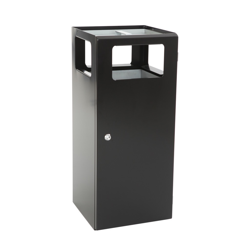 Product afbeelding: As-/afvalbakcombinatie Pyramide, vierkant, roestvrijstalen bak, 70 liter, zwart