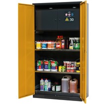 Chemicaliënkast met veiligheidsbox type 30, asecos®, 2 legplanken, 1 bodemlekbak