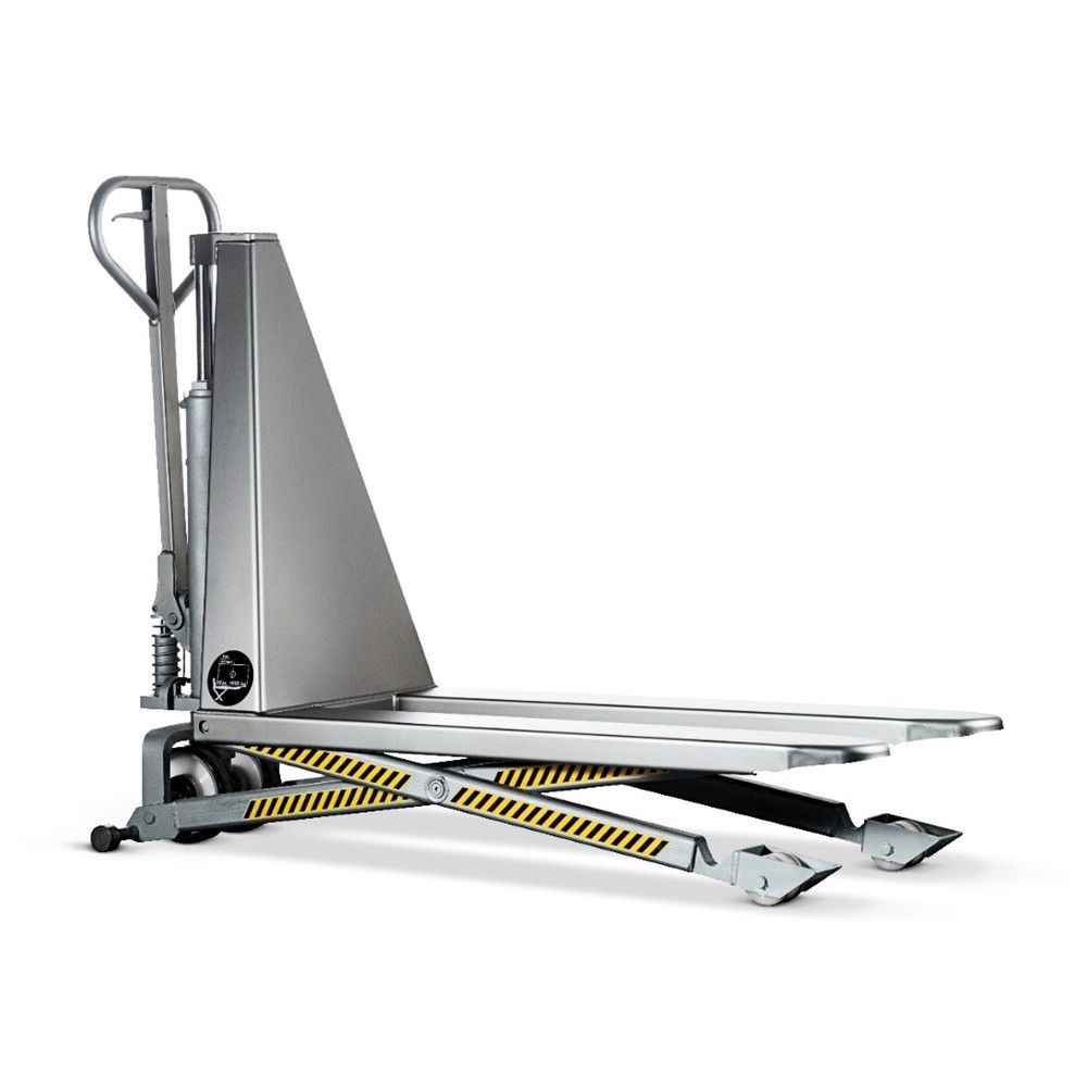 Product afbeelding: Roestvrijstalen schaarhefwagen INOX met snelhef, VL 1.200 mm, nylon