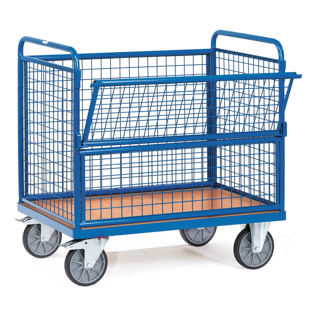 Product afbeelding: Bakwagen fetra® met draadgaaswanden, laadvlak 1.000 x 700 mm