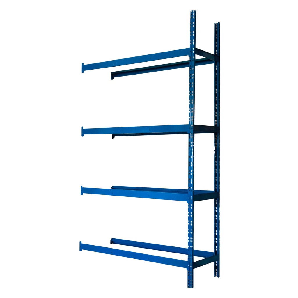 Bandenstelling, aanbouwelement, blauw, hxbxd 2.000 x 1.500 x 500 mm, 4 etages voor 16 banden Product afbeelding: Bandenstelling, aanbouwelement, blauw, hxbxd 2.000 x 1.500 x 500 mm, 4 etages voor 16 banden