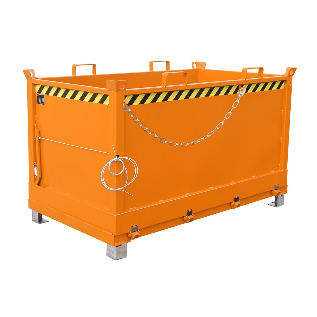 Bauer® Bak met uitklapbare bodem, 3-voudig stapelbaar, gelakt, volume 1,5 m³, RAL 2000 geeloranje Product afbeelding: Bauer® Bak met uitklapbare bodem, 3-voudig stapelbaar, gelakt, volume 1,5 m³, RAL 2000 geeloranje