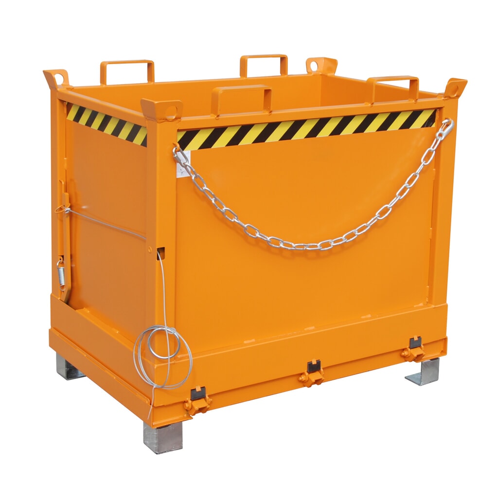 Bauer® Bak met uitklapbare bodem, 3-voudig stapelbaar, gelakt, volume 0,75 m³, RAL 2000 geeloranje Product afbeelding: Bauer® Bak met uitklapbare bodem, 3-voudig stapelbaar, gelakt, volume 0,75 m³, RAL 2000 geeloranje