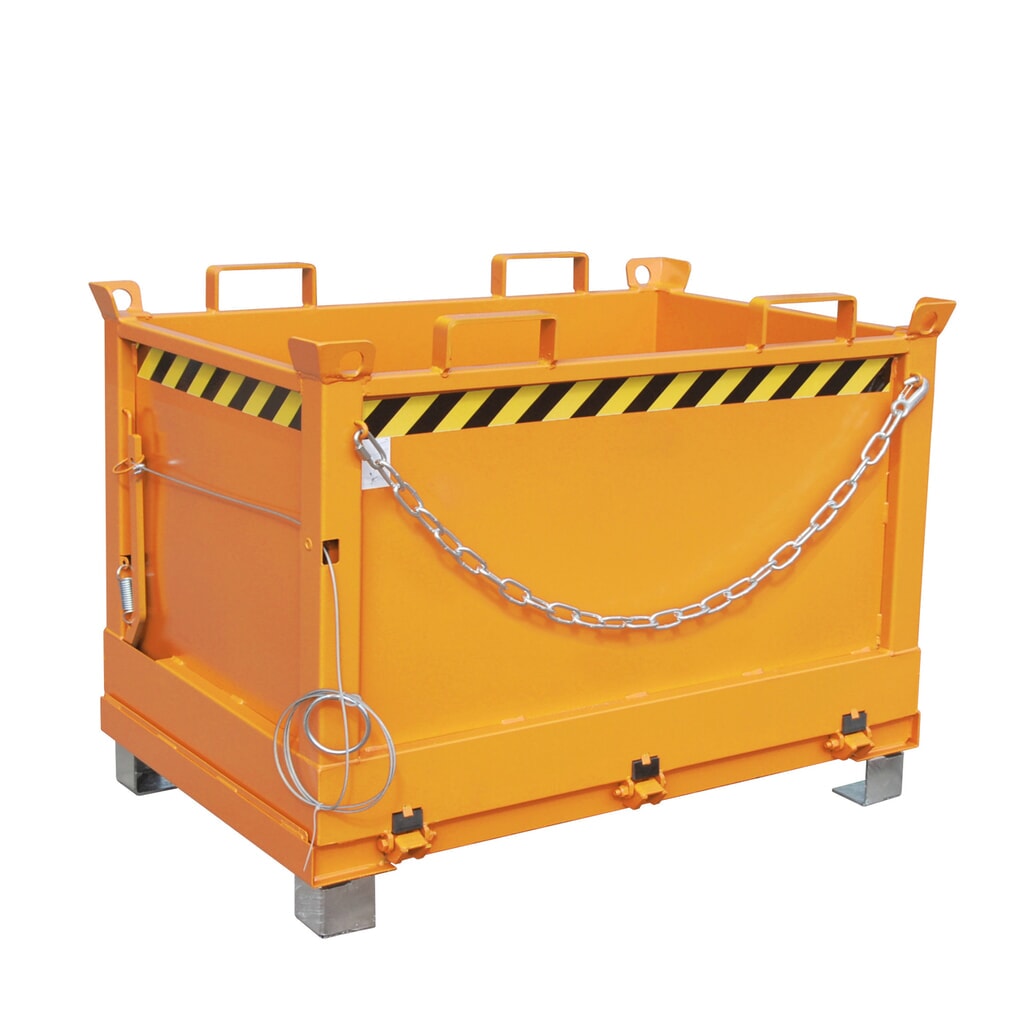 Bauer® Bak met uitklapbare bodem, 3-voudig stapelbaar, gelakt, volume 0,5 m³, RAL 2000 geeloranje Product afbeelding: Bauer® Bak met uitklapbare bodem, 3-voudig stapelbaar, gelakt, volume 0,5 m³, RAL 2000 geeloranje