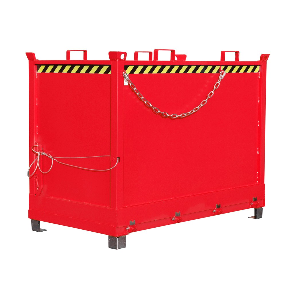 Product afbeelding: Bauer® Bak met uitklapbare bodem, 3-voudig stapelbaar, gelakt, volume 2 m³, RAL 3000 vuurrood