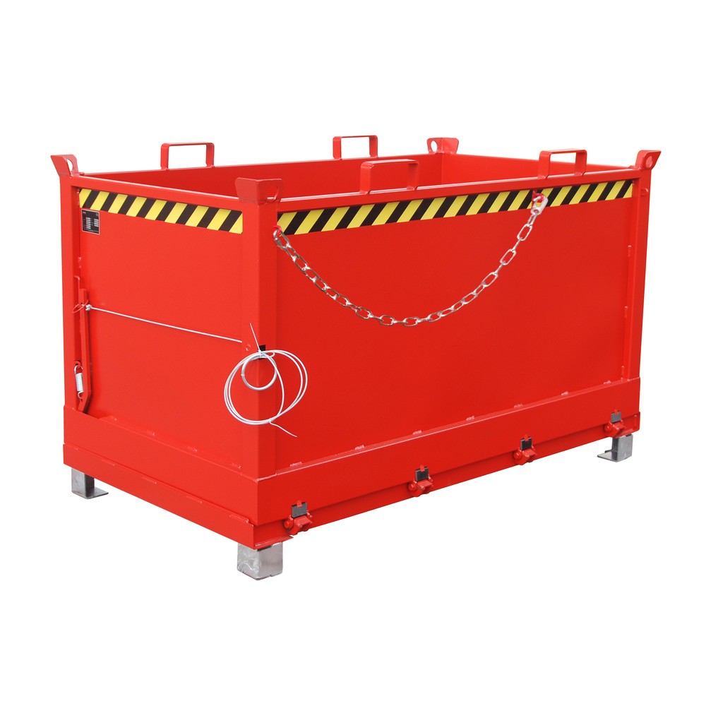 Product afbeelding: Bauer® Bak met uitklapbare bodem, 3-voudig stapelbaar, gelakt, volume 1,5 m³, RAL 3000 vuurrood