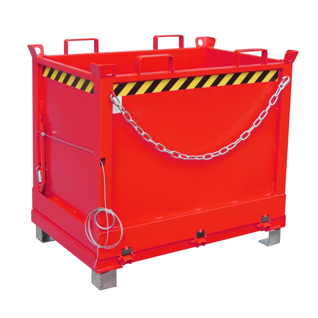 Product afbeelding: Bauer® Bak met uitklapbare bodem, 3-voudig stapelbaar, gelakt, volume 0,75 m³, RAL 3000 vuurrood