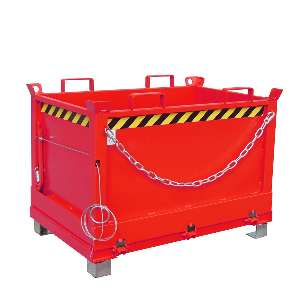 Productafbeelding nr. 1: Bauer® Bak met uitklapbare bodem, 3-voudig stapelbaar, gelakt, volume 0,5 m³, RAL 3000 vuurrood
