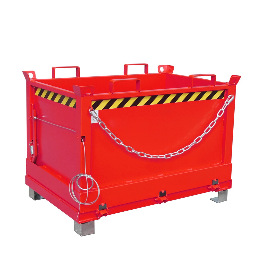 Product afbeelding: Bauer® Bak met uitklapbare bodem, 3-voudig stapelbaar, gelakt, volume 0,5 m³, RAL 3000 vuurrood