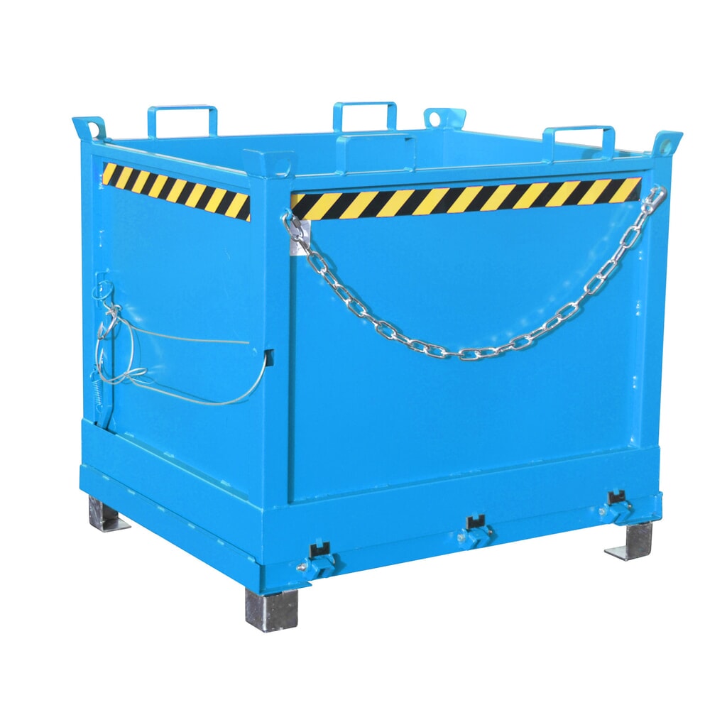Bauer® Bak met uitklapbare bodem, 3-voudig stapelbaar, gelakt, volume 1 m³, RAL 5012 lichtblauw Product afbeelding: Bauer® Bak met uitklapbare bodem, 3-voudig stapelbaar, gelakt, volume 1 m³, RAL 5012 lichtblauw