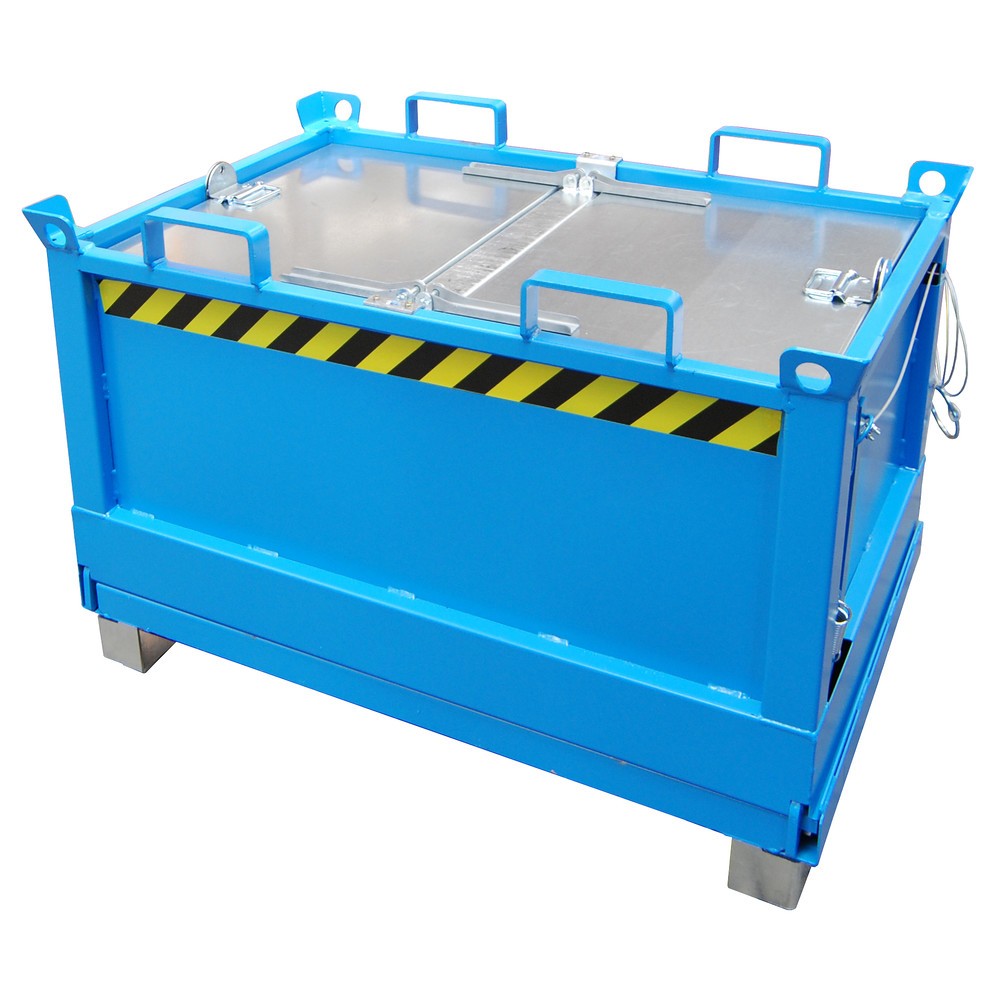 Product afbeelding: Bauer® Bak met uitklapbare bodem, 3-voudig stapelbaar, gelakt, volume 0,5 m³, RAL 5012 lichtblauw
