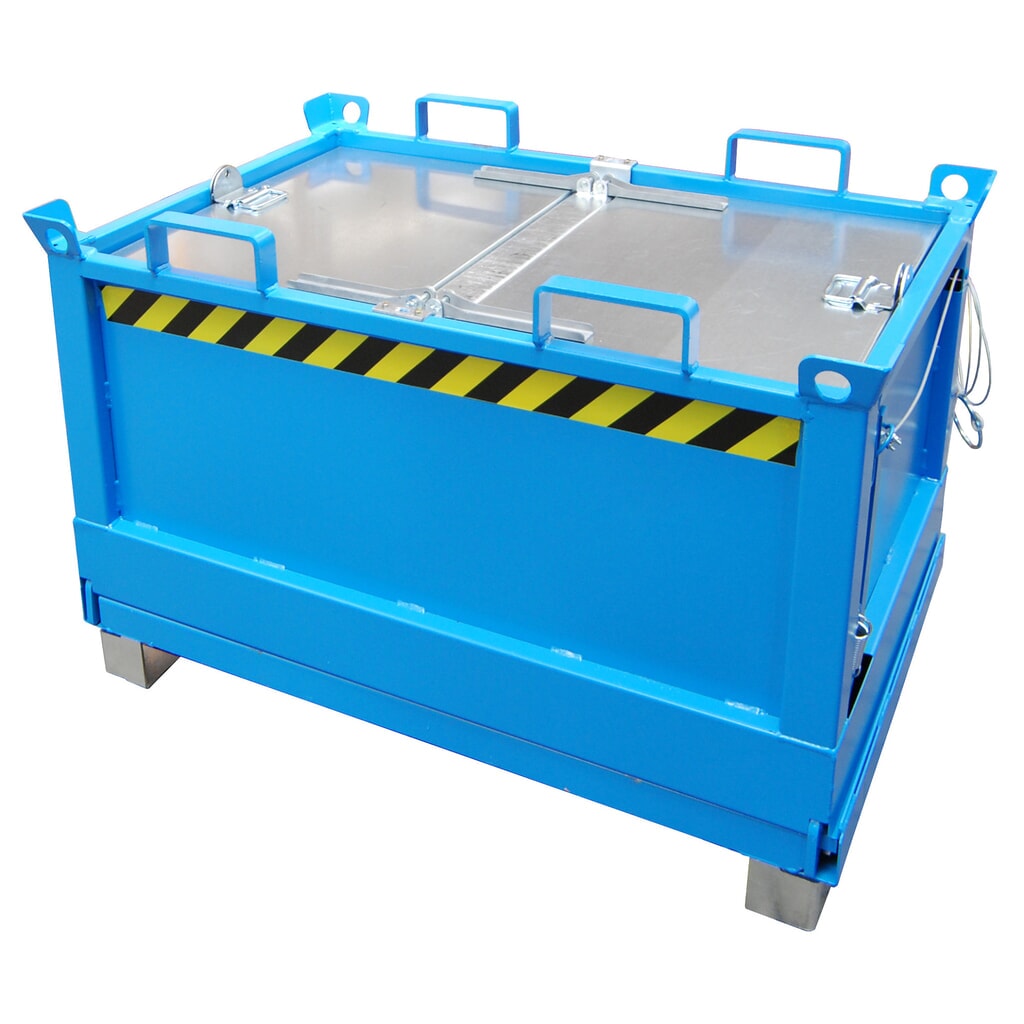 Bauer® Bak met uitklapbare bodem, 3-voudig stapelbaar, gelakt, volume 0,5 m³, RAL 5012 lichtblauw Product afbeelding: Bauer® Bak met uitklapbare bodem, 3-voudig stapelbaar, gelakt, volume 0,5 m³, RAL 5012 lichtblauw