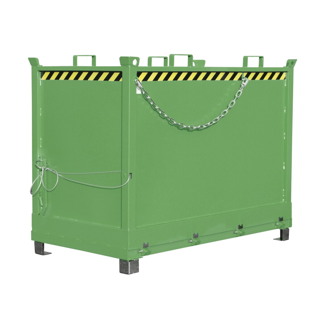 Bauer® Bak met uitklapbare bodem, 3-voudig stapelbaar, gelakt, volume 2 m³, RAL 6011 resedagroen Product afbeelding: Bauer® Bak met uitklapbare bodem, 3-voudig stapelbaar, gelakt, volume 2 m³, RAL 6011 resedagroen