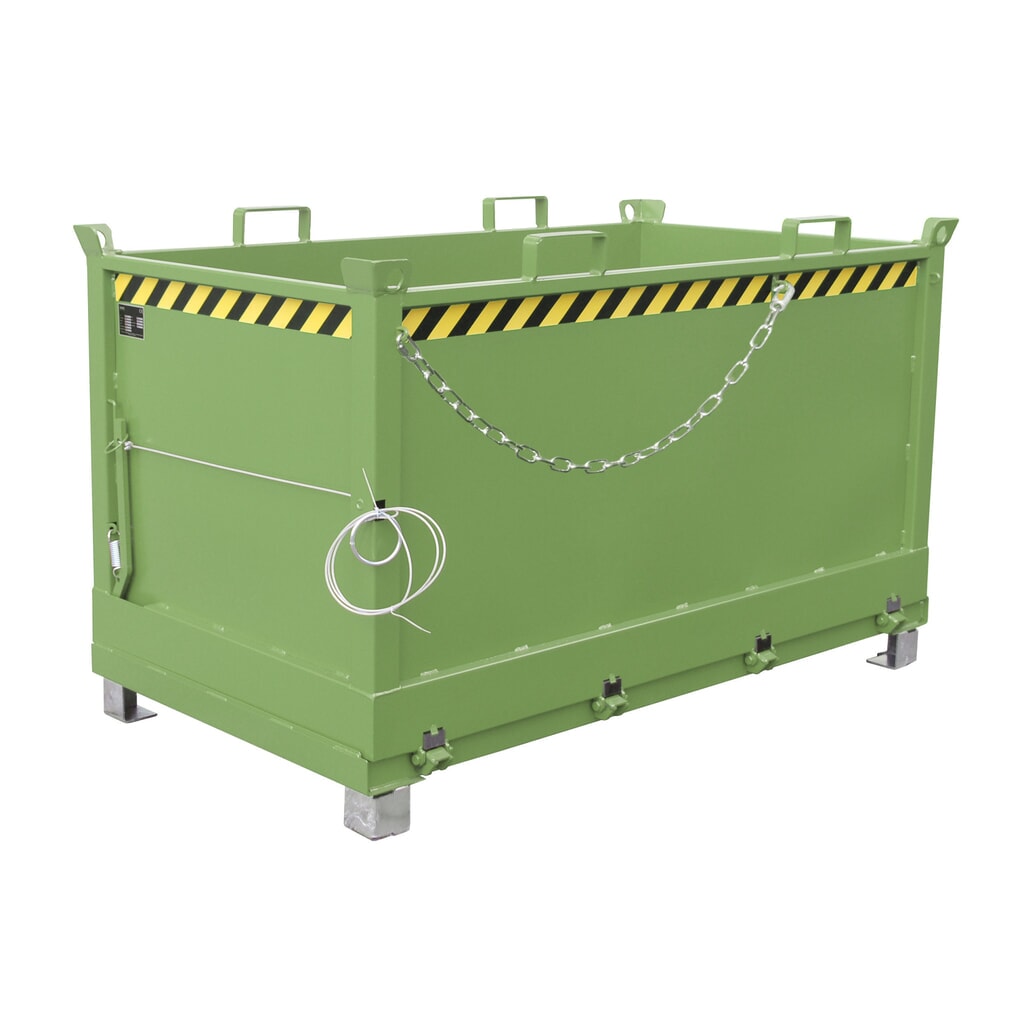 Bauer® Bak met uitklapbare bodem, 3-voudig stapelbaar, gelakt, volume 1,5 m³, RAL 6011 resedagroen Product afbeelding: Bauer® Bak met uitklapbare bodem, 3-voudig stapelbaar, gelakt, volume 1,5 m³, RAL 6011 resedagroen