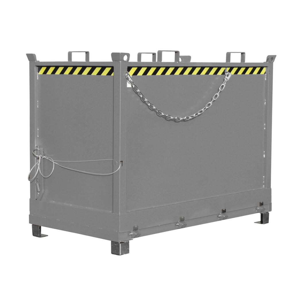 Bauer® Bak met uitklapbare bodem, 3-voudig stapelbaar, gelakt, volume 2 m³, RAL 7005 muisgrijs Product afbeelding: Bauer® Bak met uitklapbare bodem, 3-voudig stapelbaar, gelakt, volume 2 m³, RAL 7005 muisgrijs