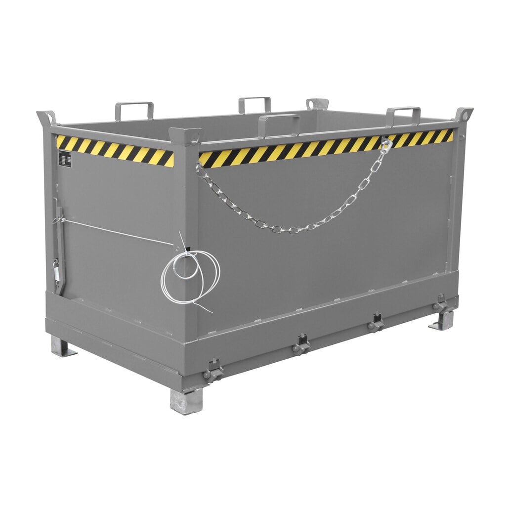 Bauer® Bak met uitklapbare bodem, 3-voudig stapelbaar, gelakt, volume 1,5 m³, RAL 7005 muisgrijs Product afbeelding: Bauer® Bak met uitklapbare bodem, 3-voudig stapelbaar, gelakt, volume 1,5 m³, RAL 7005 muisgrijs